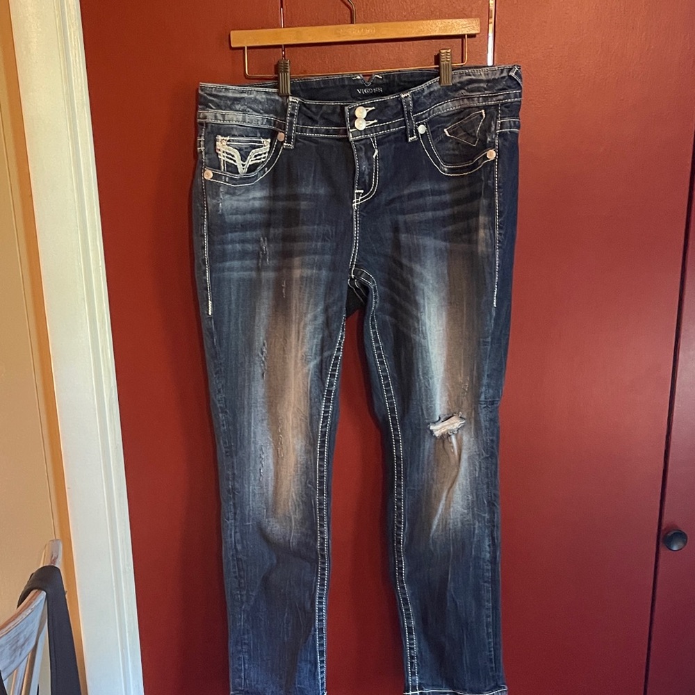 Vigoss Women's Dark Blue Straight Leg Jeans